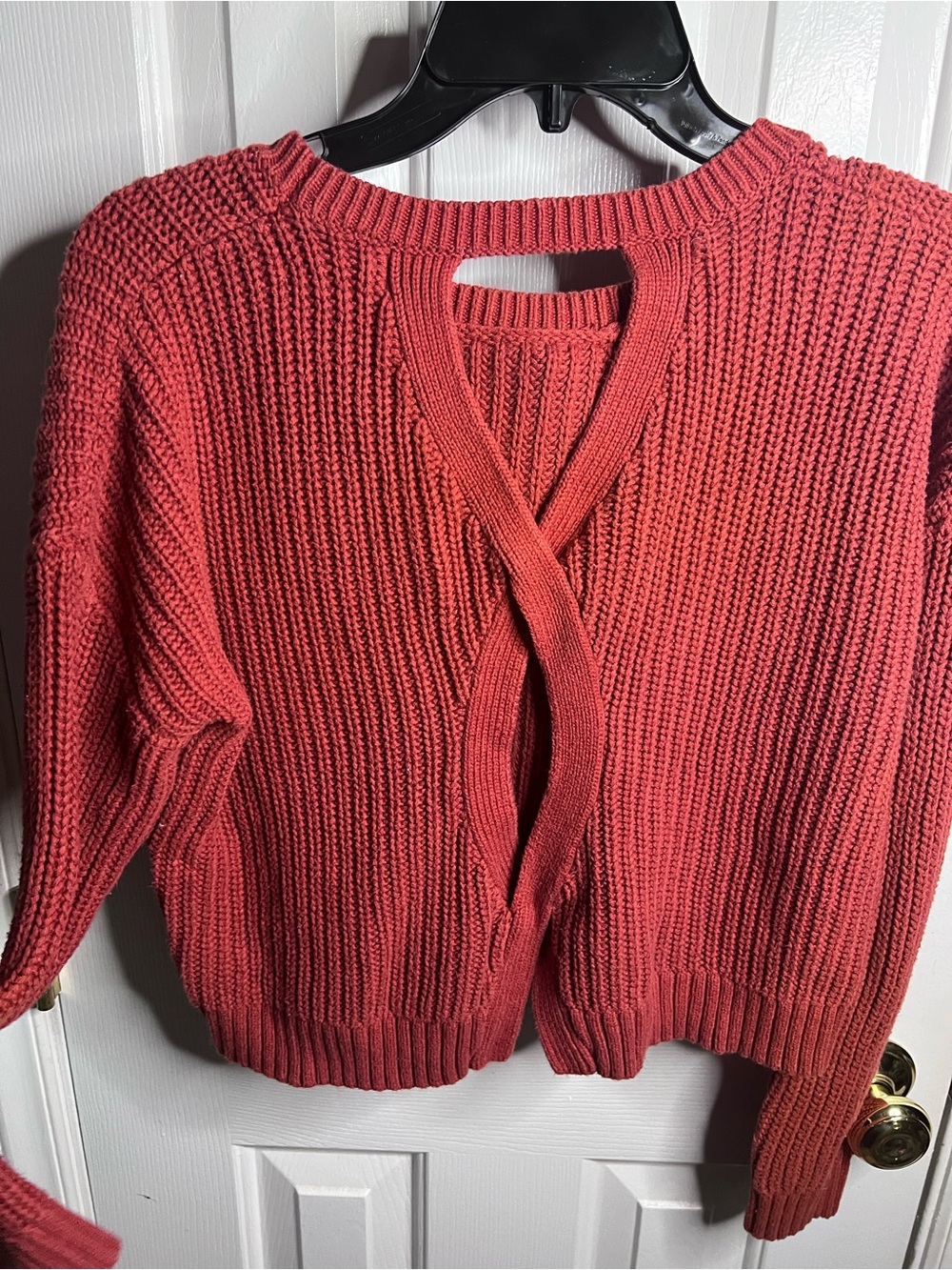 Women's Ribbed Crewneck Sweater - Rust - Picture 4 of 5